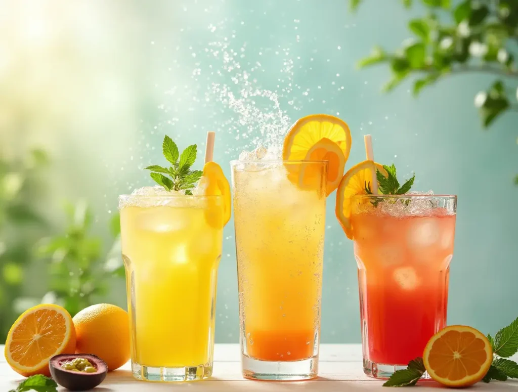 Barrfly mocktails with fresh fruits and herbs, showcasing their vegan, gluten-free, and low-calorie benefits.