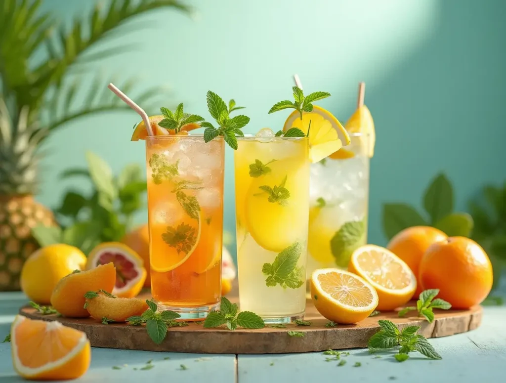 Barrfly mocktails featuring fresh fruits, herbs, and natural ingredients like cane sugar and carbonated water.